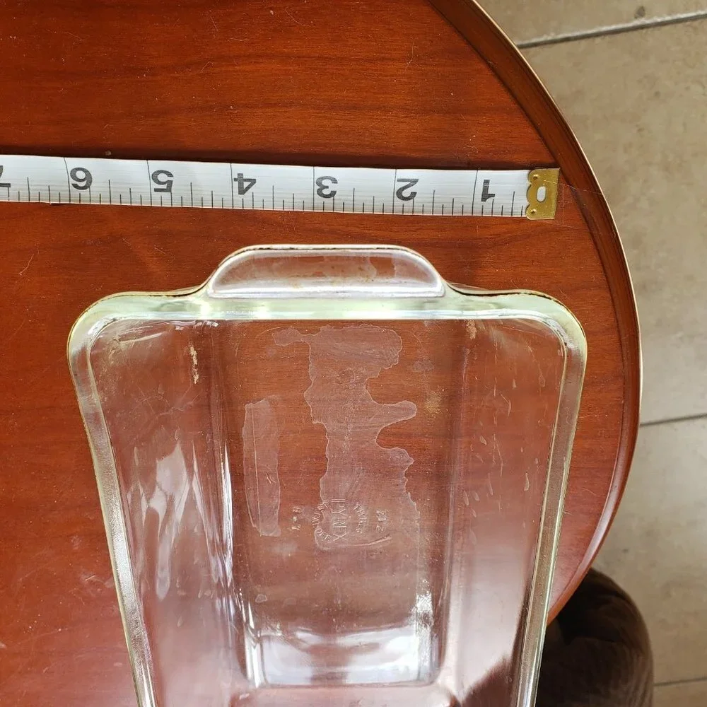 Pyrex 2 set loaf pan and small #7201 mixing bowl clear glass